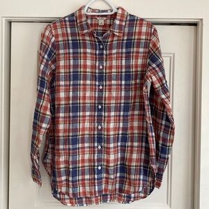 LL Bean Linen Plaid Shirt